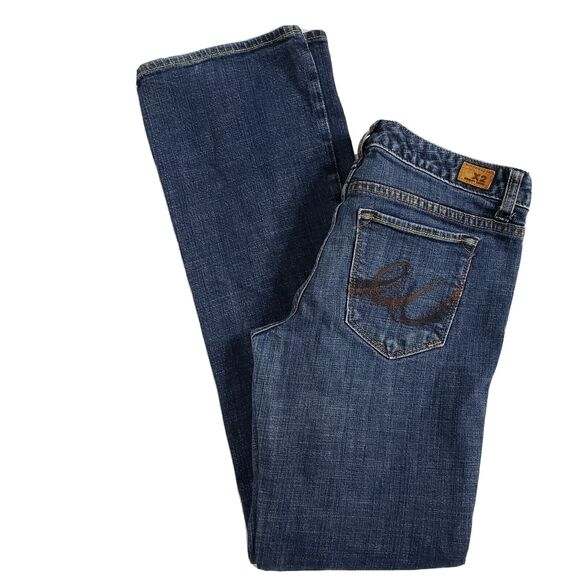 X2 Womens Jeans Size 6 Long Slim W10 Low Rise Boot Cut Dark Wash Stretch - Picture 3 of 11